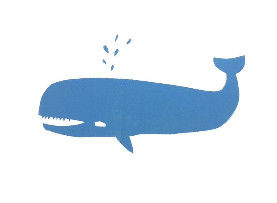 Blauwal, Siebdruck in einer Farbe