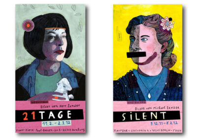 Michael Zander, Illustrator in Berlin, Repräsentiert von Jutta Fricke Agentur für Illustration, Plakatgestaltung für Ausstellungen im Kunst Kiosk Hamburg und in der Kaufbar Berlin