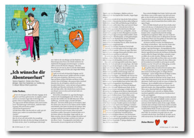 Wissen die nicht schon alles?, Illustration von Michael Zander für Eltern-Family, Ausgabe 7/2015 "Wie sieht Aufklärung im Jahr 2015 aus?"