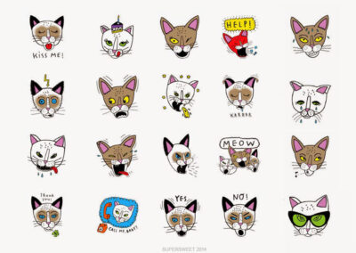 Moumi and friends, 40 Emoticons für Supersweet, Michael Zander, Illustrator in Berlin, Repräsentiert von Jutta Fricke Agentur für Illustration