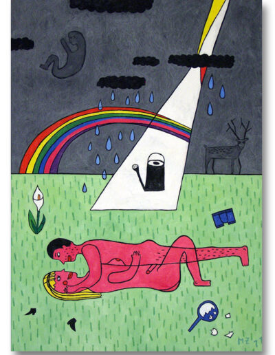 Frühlingsgefühle, Illustration von Michael Zander repräsentiert von Jutta Fricke Agentur für Illustration, Technik: Tusche, Gouache, Filzstift, Buntstift, Bleistift, Kugelschreiber