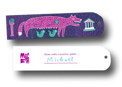 Romulus und Remus, Lesezeichen für das MACHmit! Museum Berlin, Michael Zander, Illustrator in Berlin, Repräsentiert von Jutta Fricke Agentur für Illustration