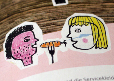 Ufo in der Lücke, Illustration von Michael Zander für das Trennt-Magazin, Nr. 8 (Herbst 2014) "Das Pop-up-Restaurant "Lücke" in Weimar besetzt gleich zwei Nischen: eine bauliche und eine kulinarische